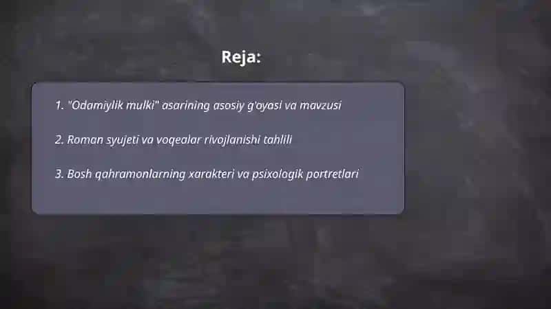 "Odamiylik mulki" 2