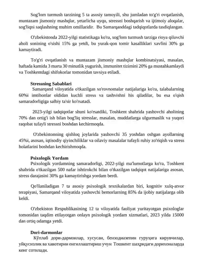Stressga Qarshi Kurash Usullari 2