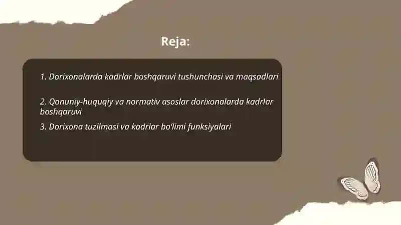 Dorixonalarda kadrlar boshqaruvi asoslari 2