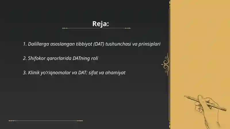 Dalillarga asoslangan tibbiyotning ahamiyati 2