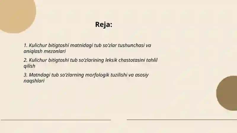 Kulichur bitigtoshi matnidagi tub soʻzlar 2