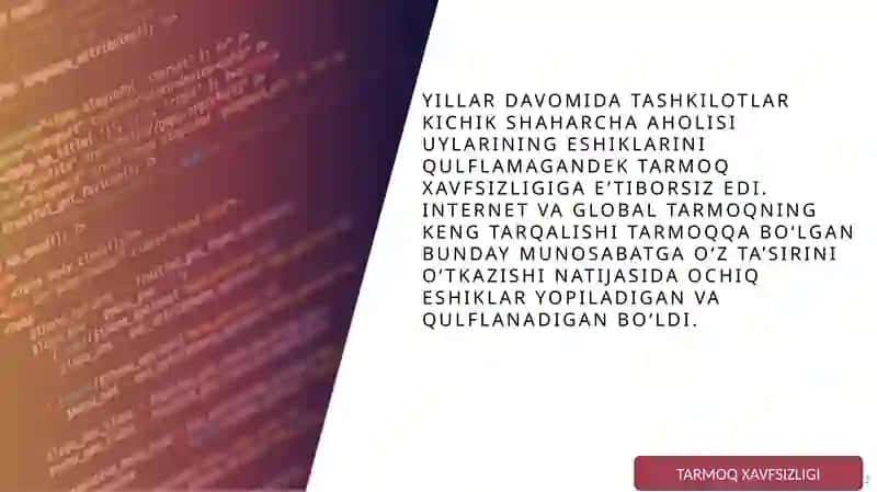 Tarmoqdagi asosiy tahdidlar 2