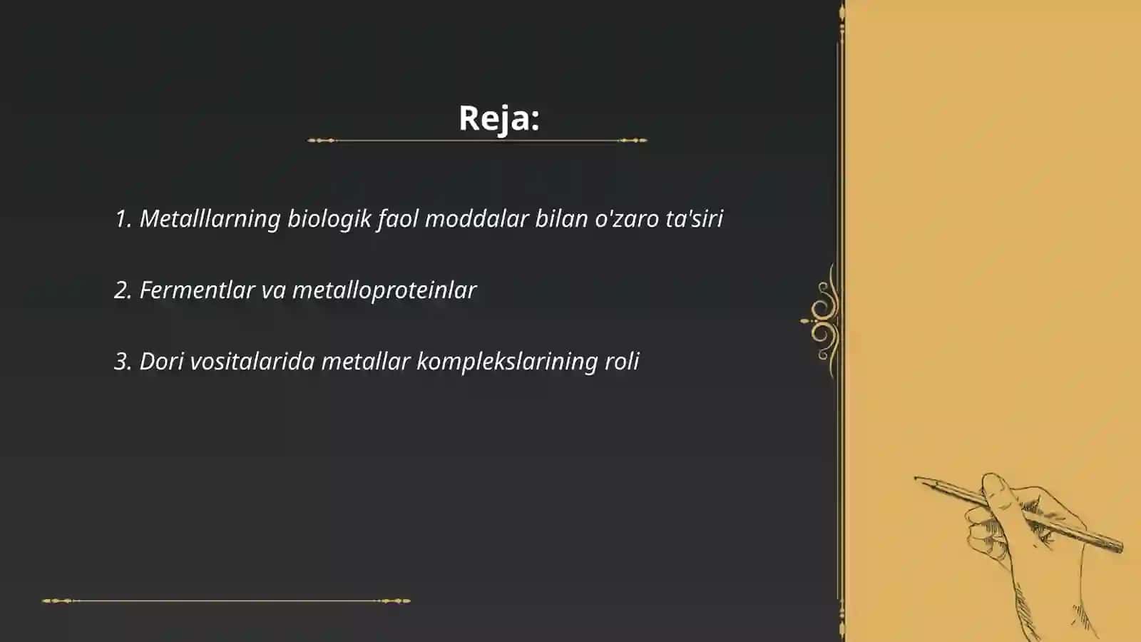 Metalllarning biologik faol moddalar bilan o'zaro ta'siri 2