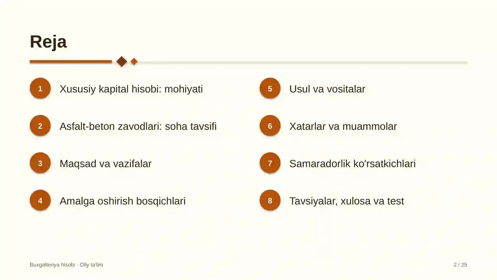 Asfalt-beton zavodlarida xususiy kapital hisobi 2
