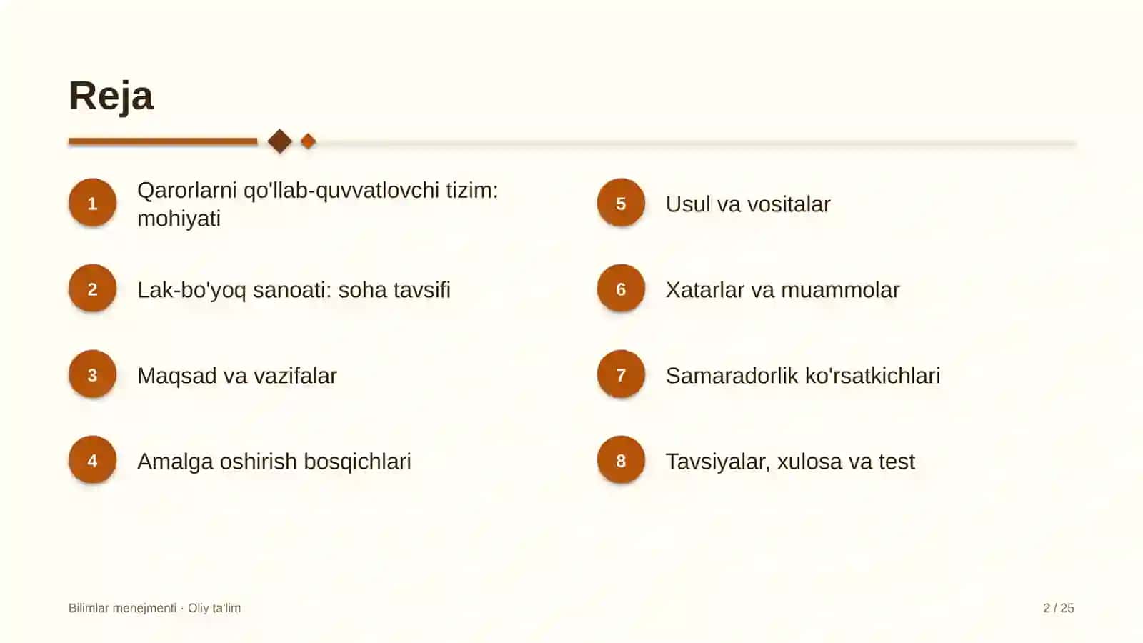 Lak-bo'yoq sanoatida qarorlarni qo'llab-quvvatlovchi bilimlar tizimi 2