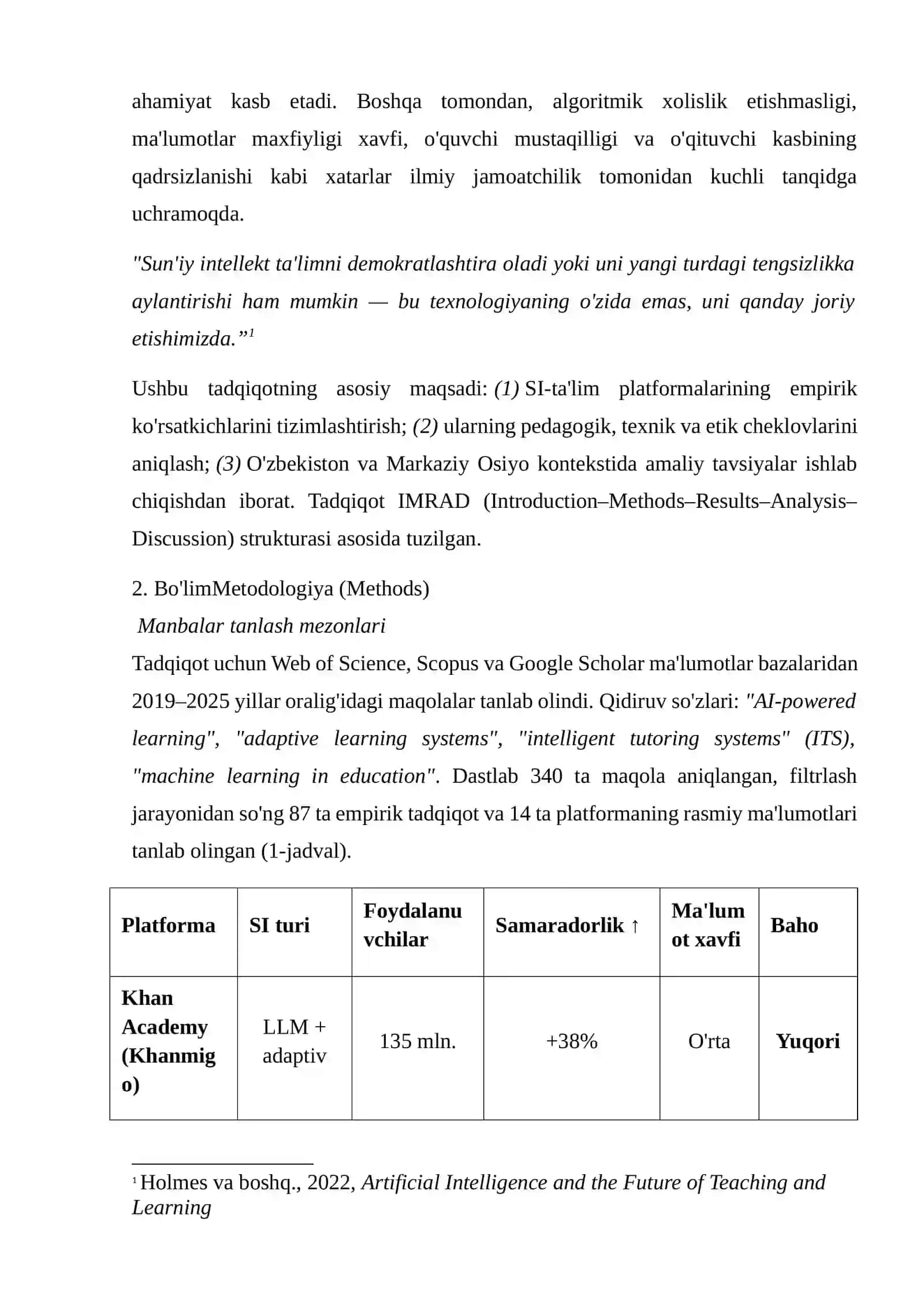 Sun'iy intellekt asosida ishlovchi ta'lim platformalari: imkoniyat va cheklovlar 2