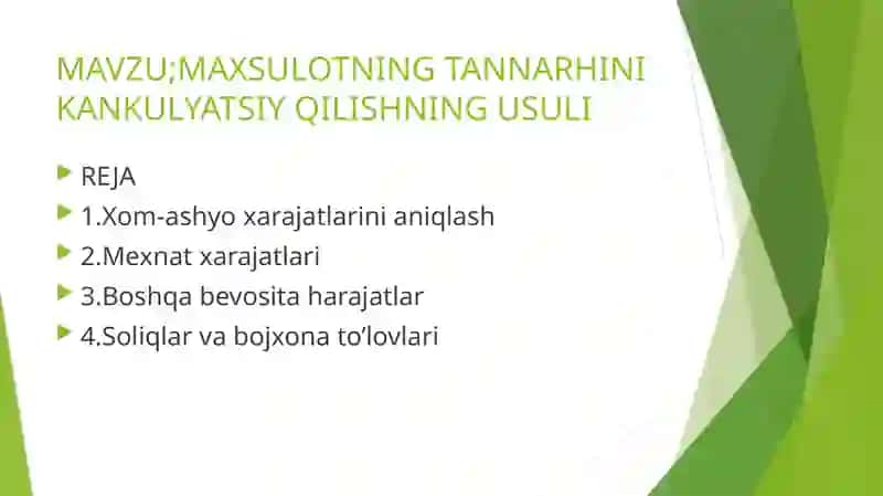 BUXGALTERYA HISOBI tan'nari hisoblash usullari 2
