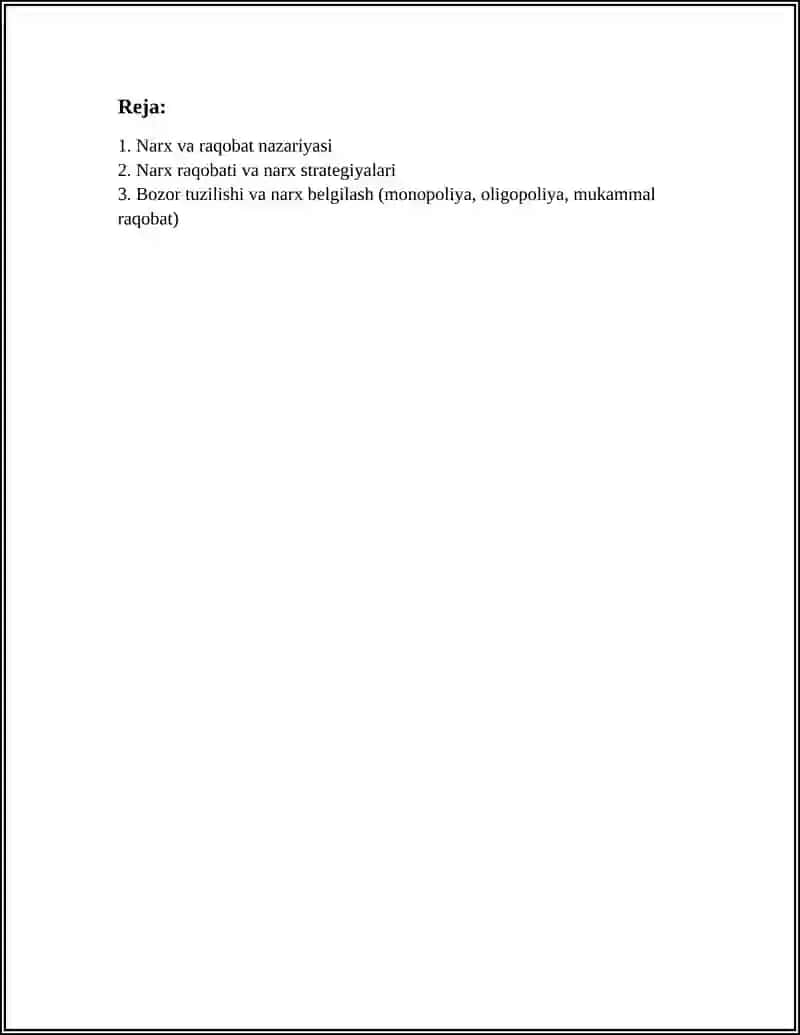 Narx va raqobat nazariyasi 2