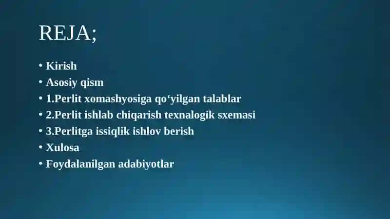 Perlit ishlab chiqarish texnologiyasi 2
