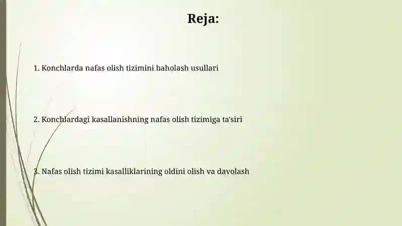Konchlarda nafas olish tizimini baholash 2