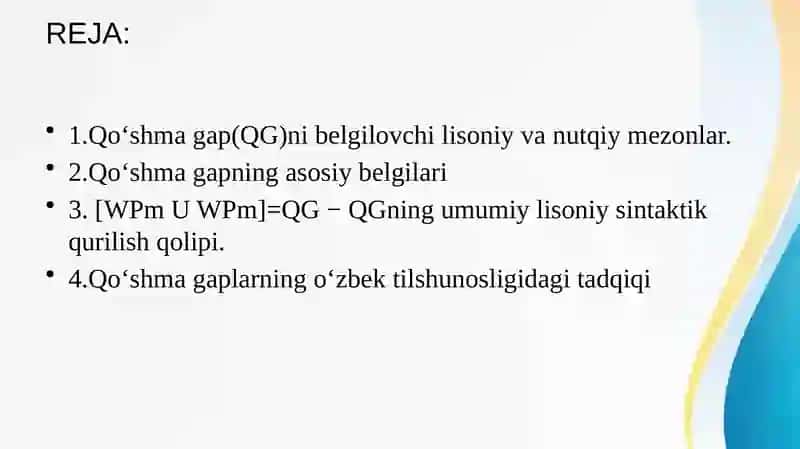 QO‘SHMA GAPVA UNING O‘ZBEK TILSHUNOSLIGIDAGI TADQIQI 2