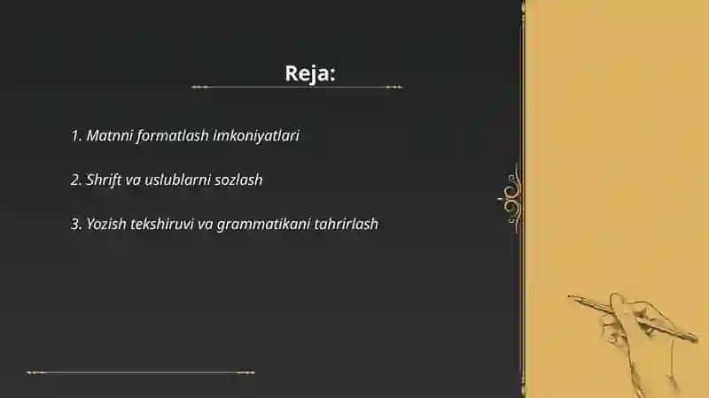 LibreOffece Writer- matn muharriri xususiyatlari 2