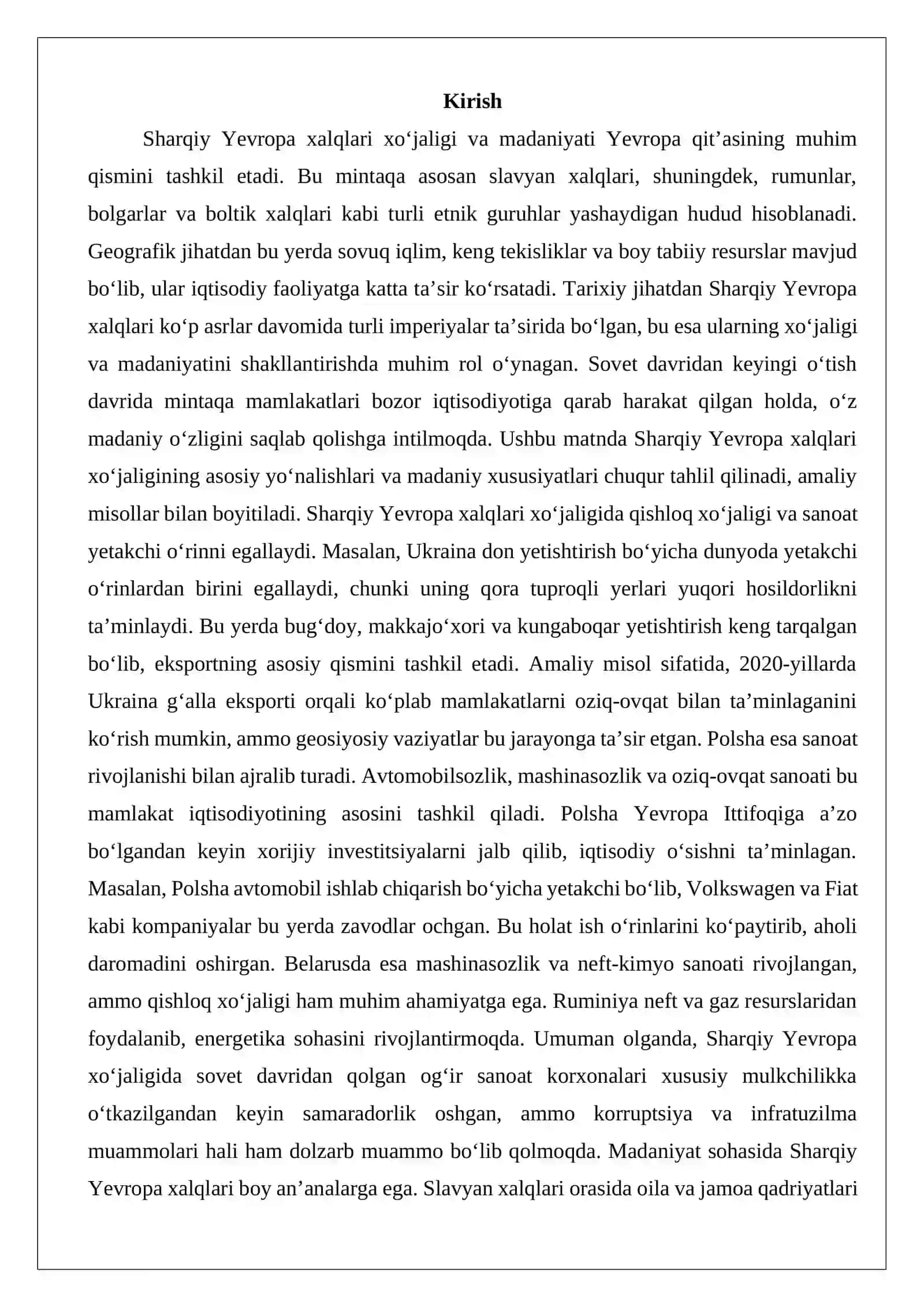 Sharqiy Yevropa xalqlari xoʻjaligi va madaniyati 2