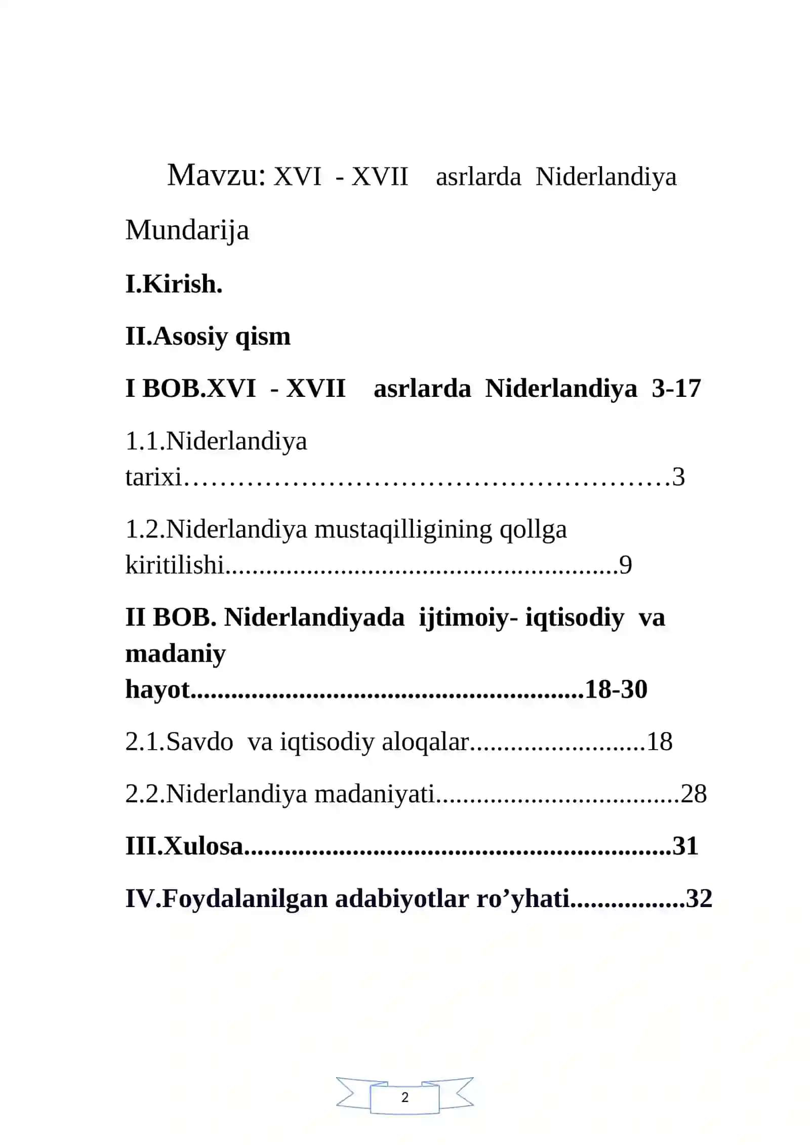 XVI - XVII asrlarda Niderlandiya 2