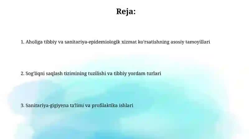 Tibbiy hizmat va sanitariya epidemiologiya hizmati 2