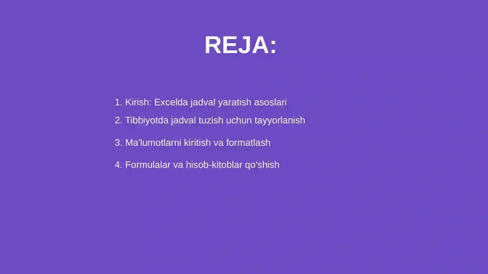Excelda jadval yaratish 2