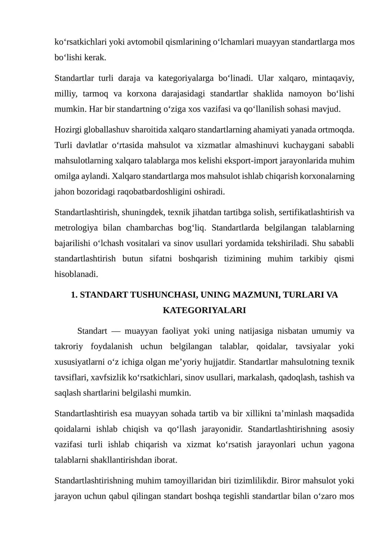 Standart turlari, kategoriyalari va ularning qo'llanilish sohalari 2