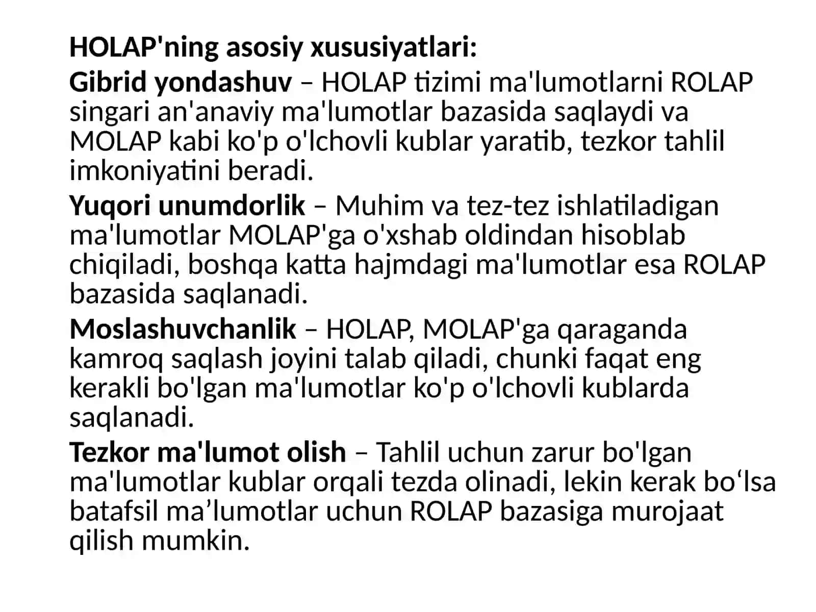 HOLAP texnologiyalari 2