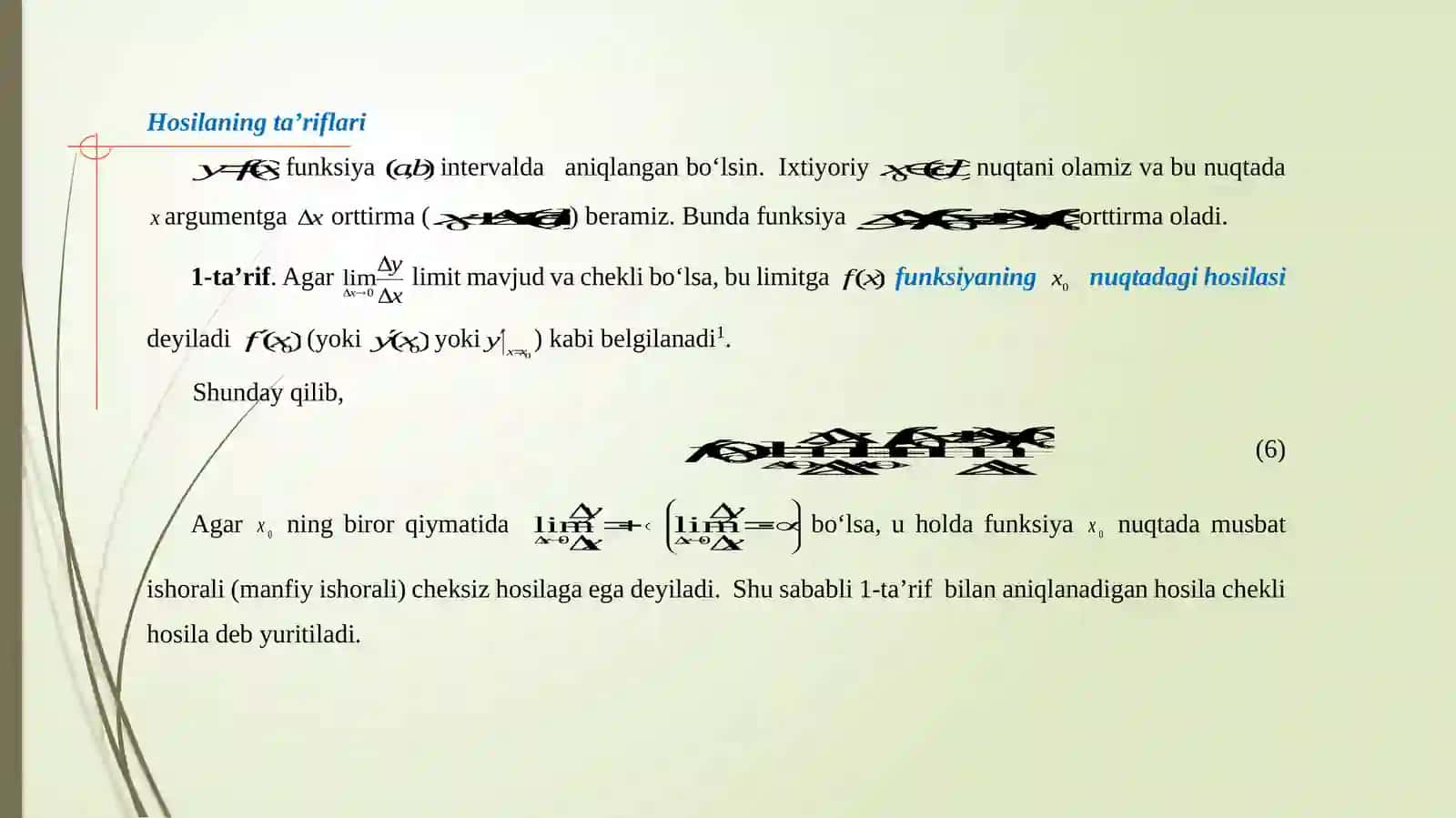 Funksiyaning hosilasi 2