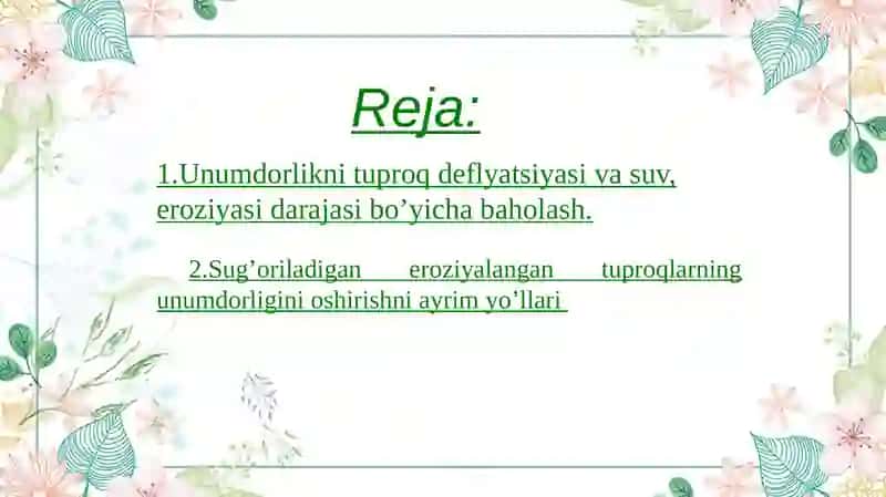 Tuproq unumdorligini baholash 2