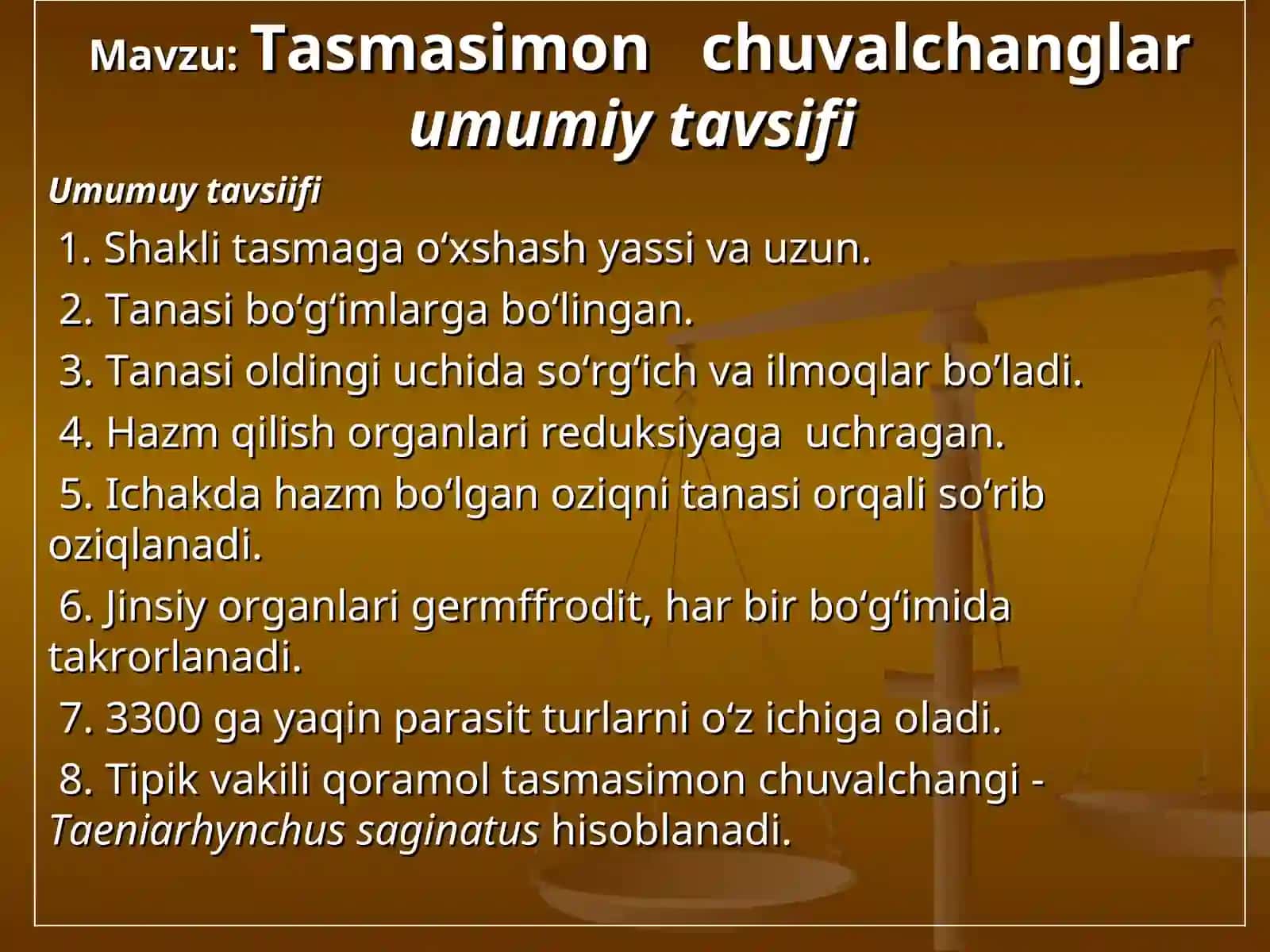 Tasmasimon chuvalchanglar umumiy tavsifi 2