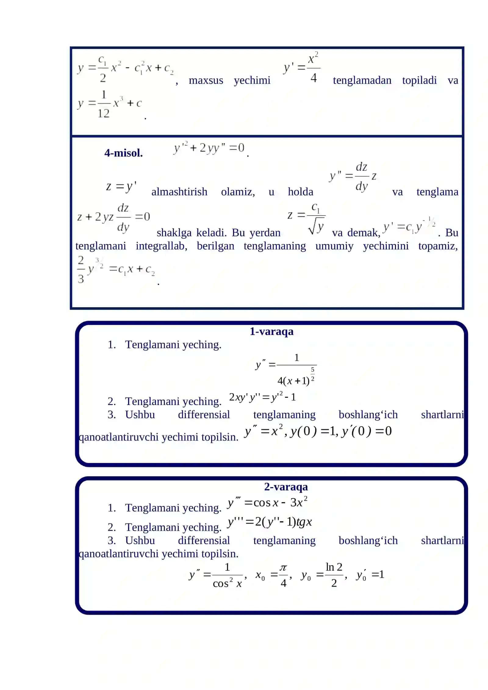 YUQORI TARTIBLI DIFFERENSIAL TENGLAMALARNING TARTIBINI PASAYTIRISH 2