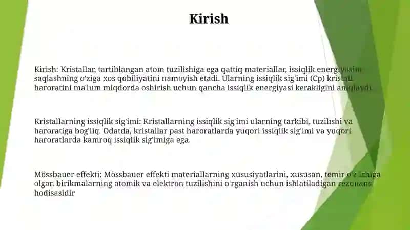 Kristallarning Issiqlik SigʻImi 2