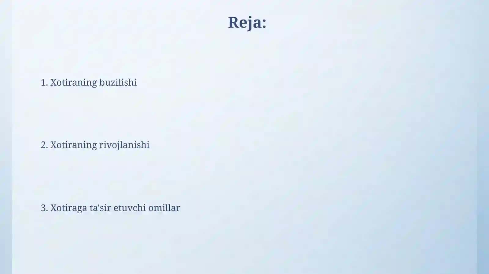 Xotiraning rivojlanishi va buzilishi 2