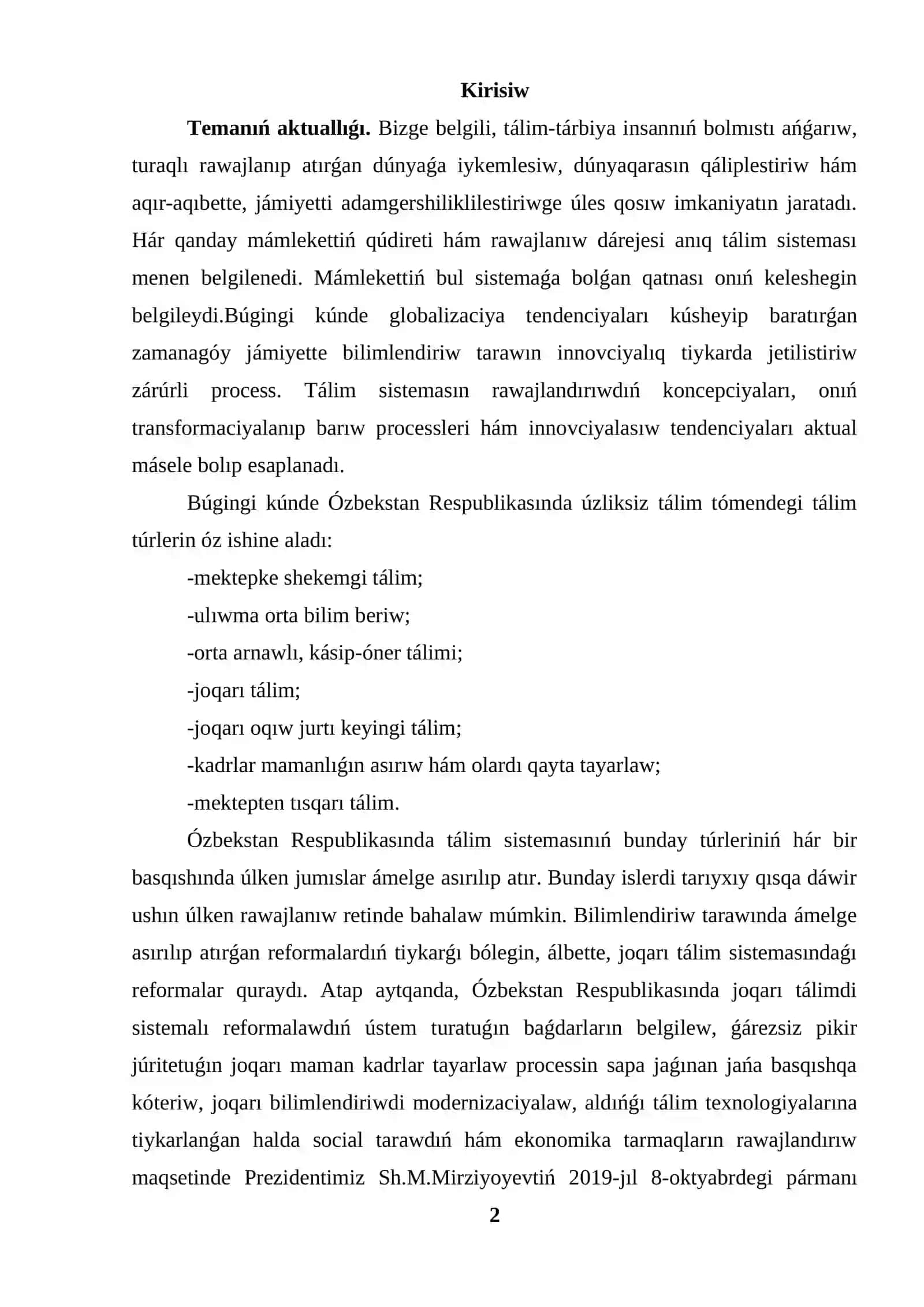 Bilimlendiriw haqqındaǵı Nızam 2