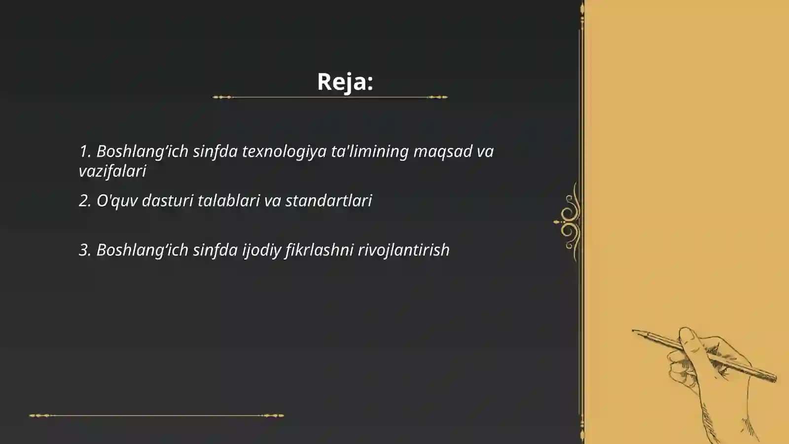 Boshlangʻich sinfda texnalogiya taʼlimining mazmuni 2
