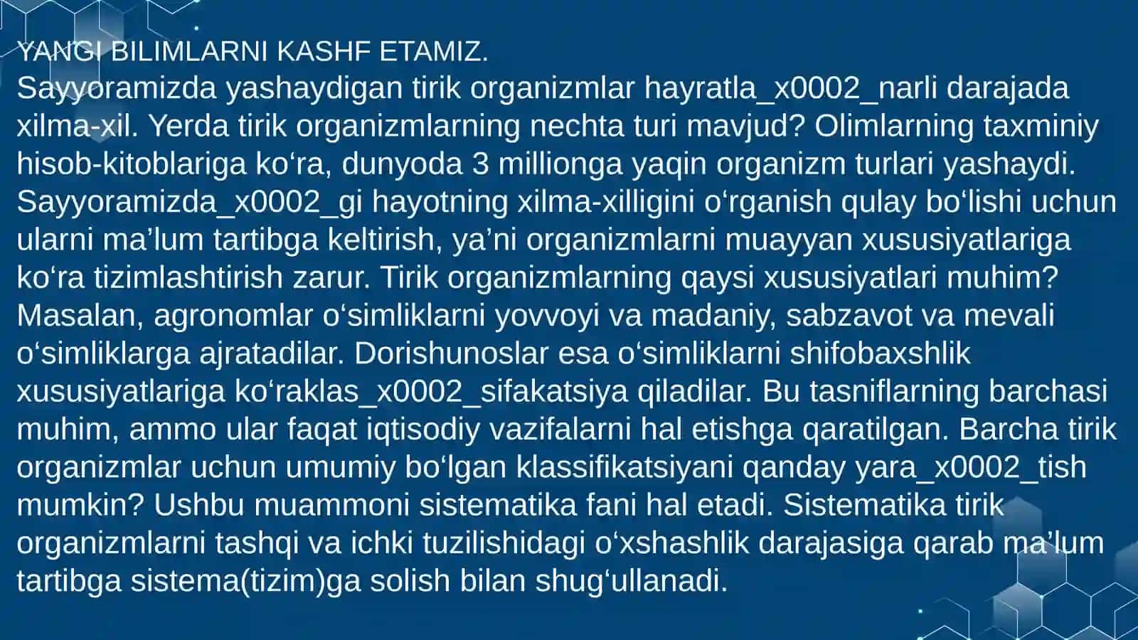 TIRIK ORGANIZMLARNING XILMA-XILLIGI 2