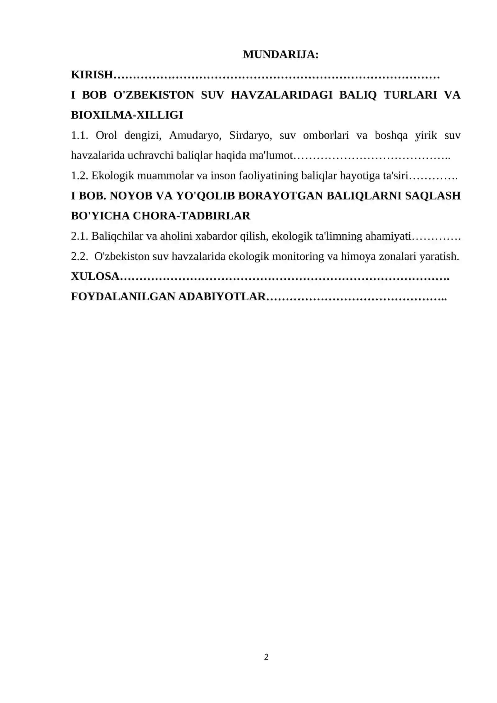 O'zbekiston suv havzalaridagi baliq turlari 2