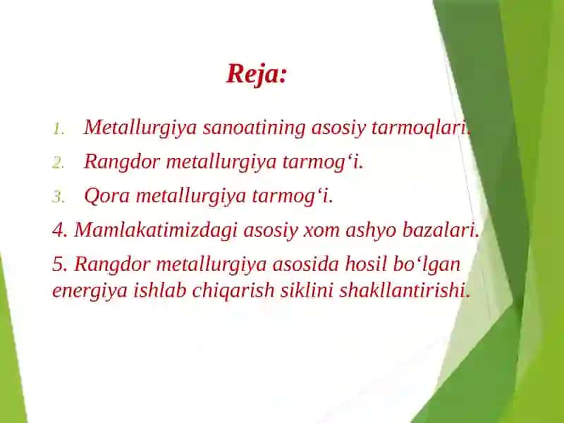 Rangdor va qora metallurgiya 2