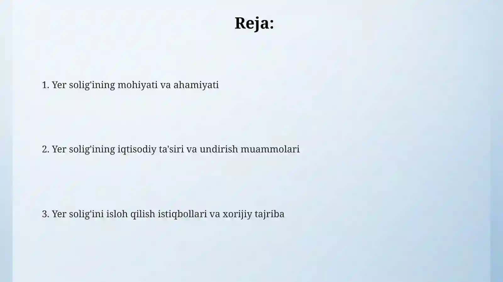 Yer solig’i va uning iqtisodiy ahamiyati 2
