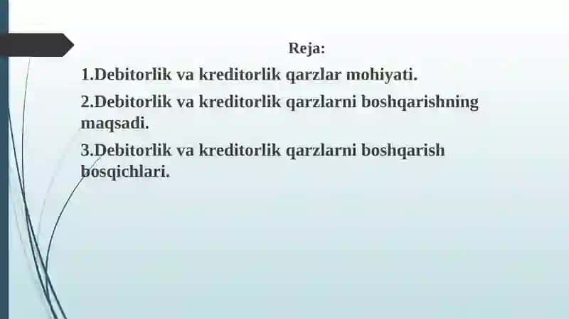Debitorklik va Kreditorlik Qarzlarini Boshqarish 2