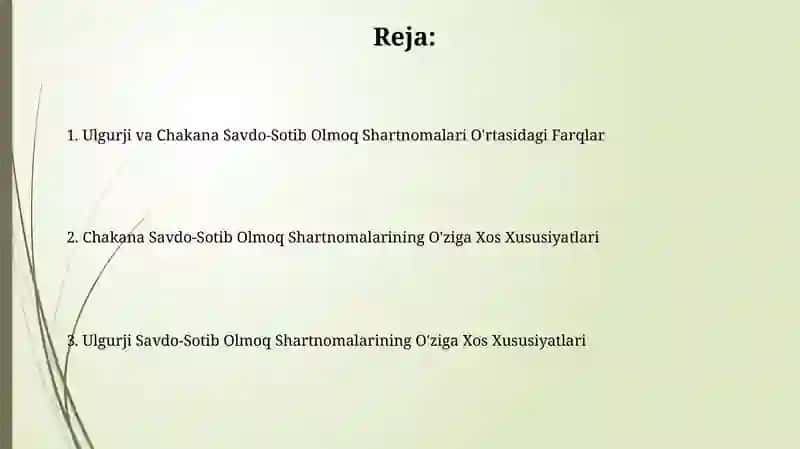 Chakana Savdo-Sotib Olmoq Shartnomalari 2