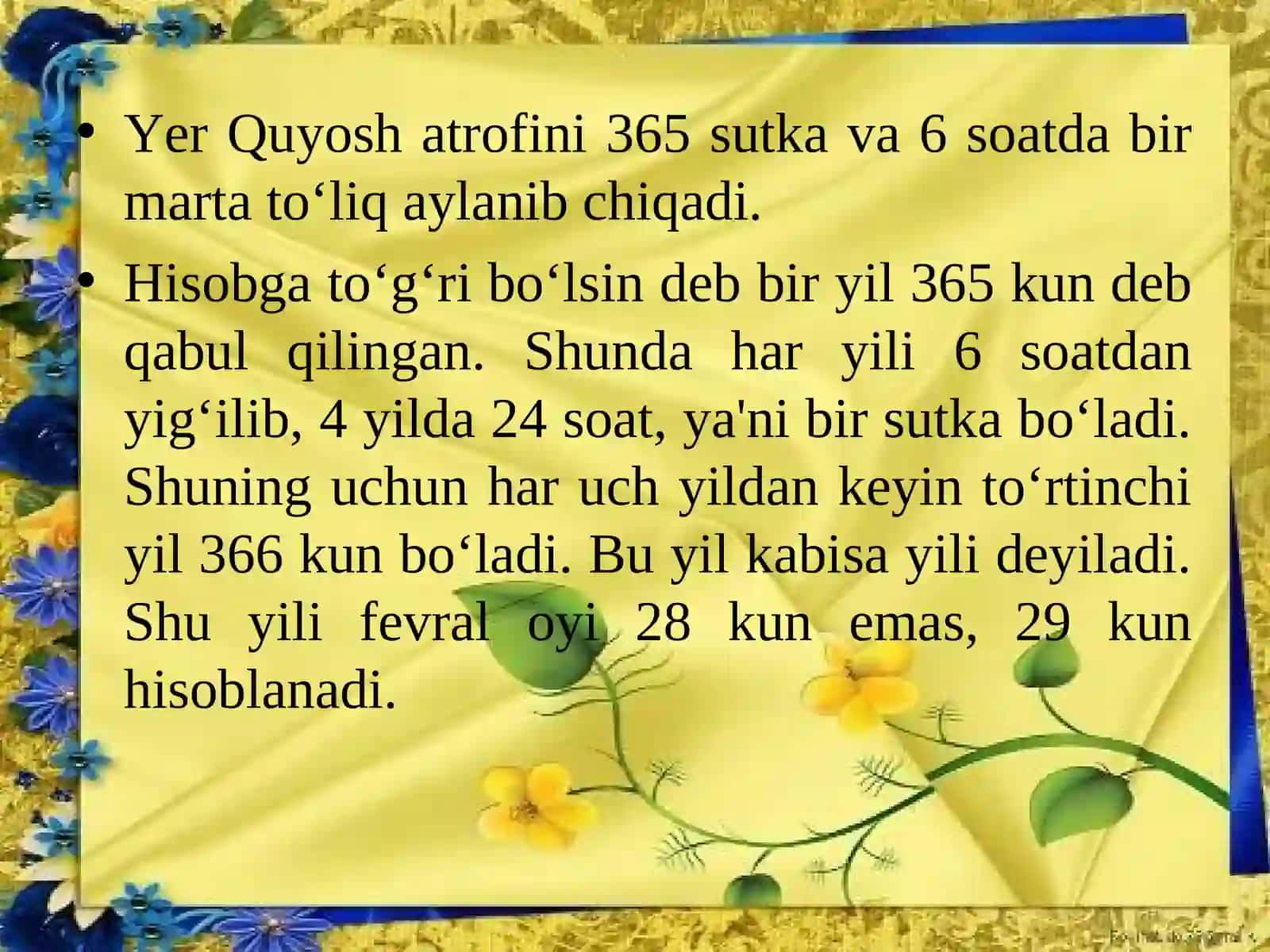 Yerning Quyosh atrofida aylanishi 2