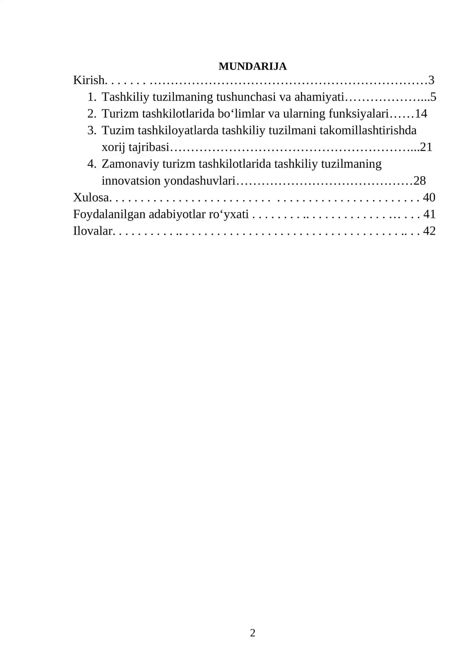 Turizm tashkilotlarida tashkiliy tuzilma 2