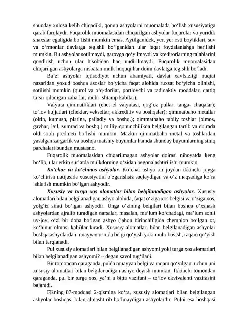 Fuqarolik huquqining obyektlari 2