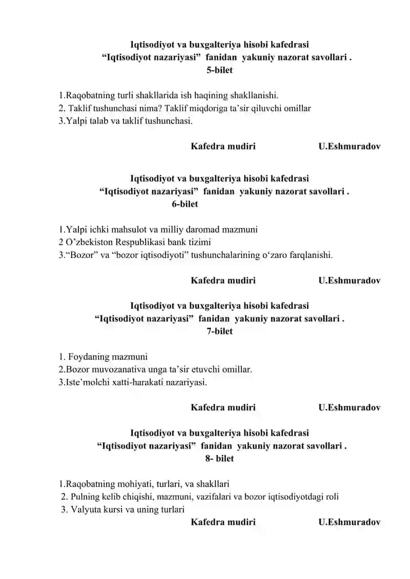 Iqtisodiyot nazariyasi 2