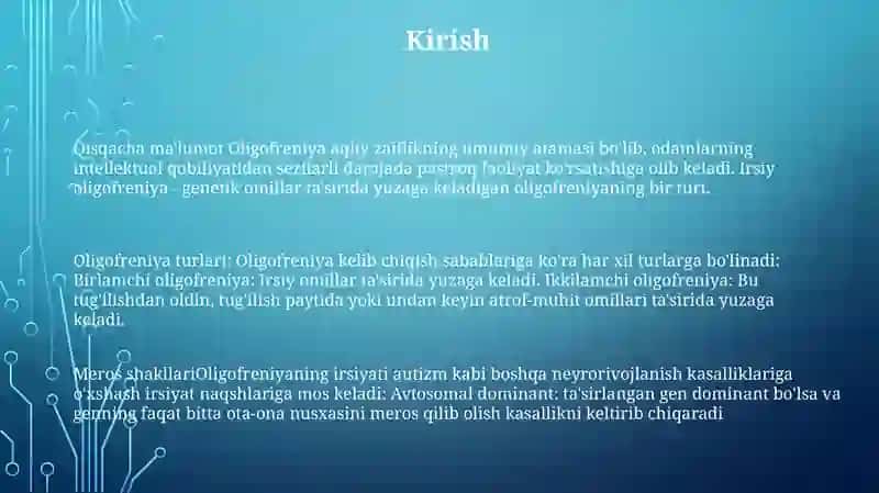 Oligofreniyaning Irsiy Shakllari 2