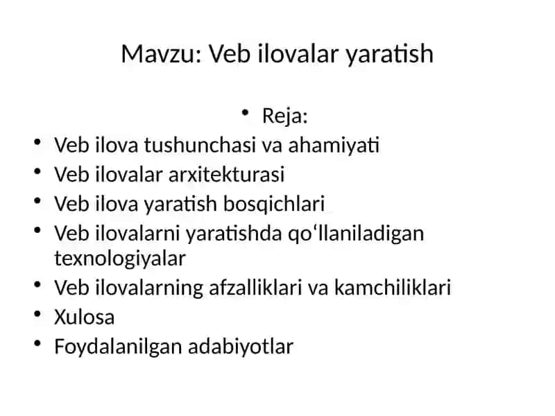 Veb ilovalar yaratish 2