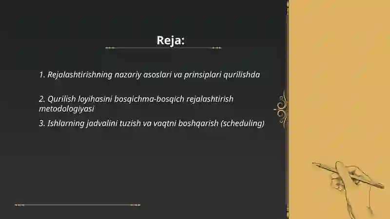 Rejalashtirish - Qurilish Ishlab Chiqarishini Boshqarish 2