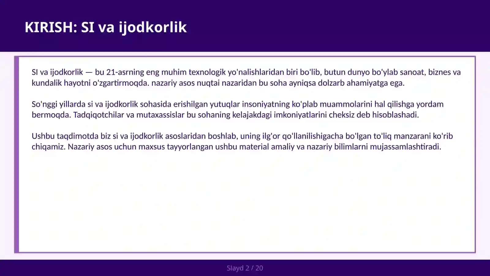 SI va Ijodkorlik 2