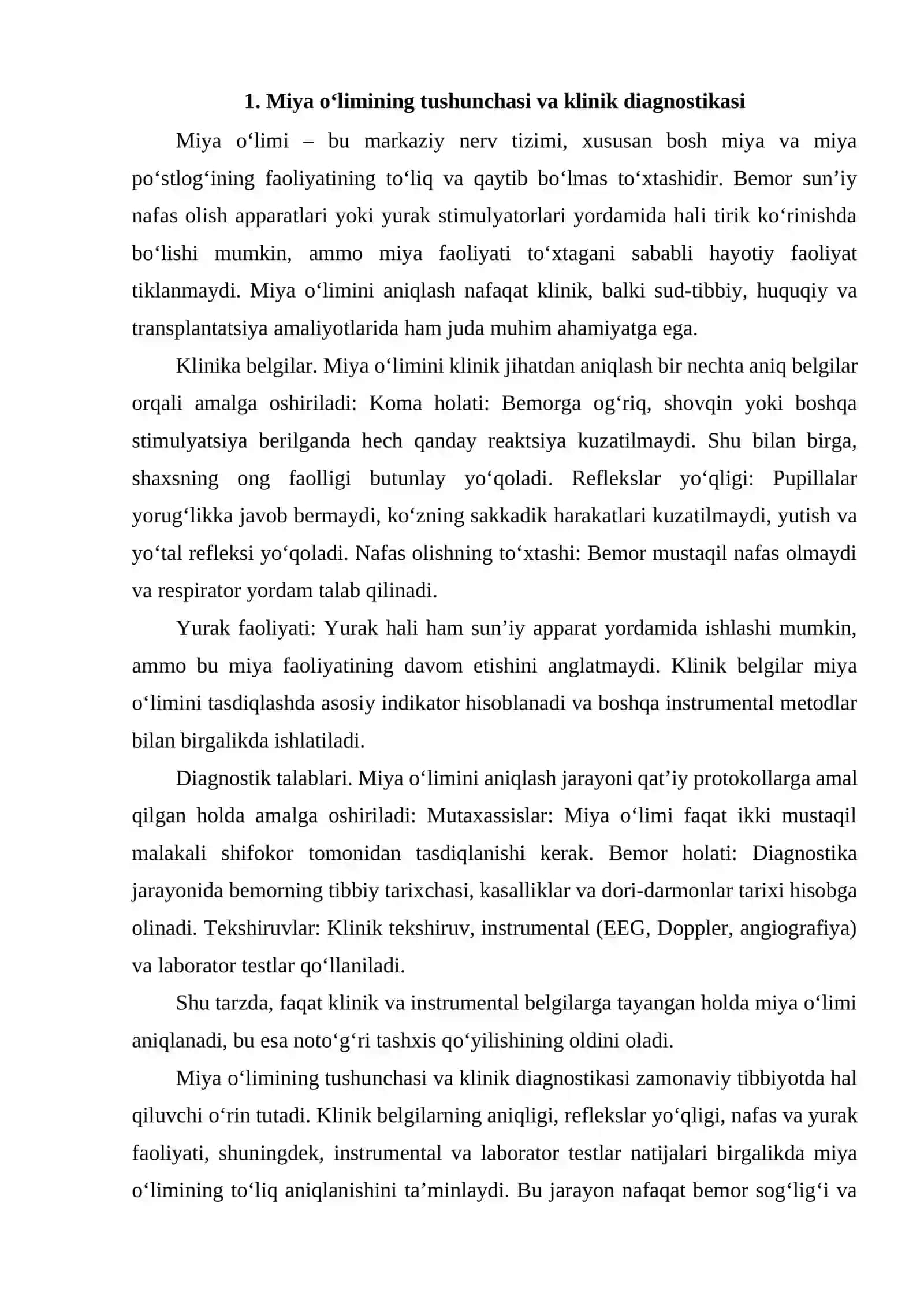 Miya O'LIMINING DIAGNOSTIKASI. O'LIM VAQTINI ANIQLASH 2