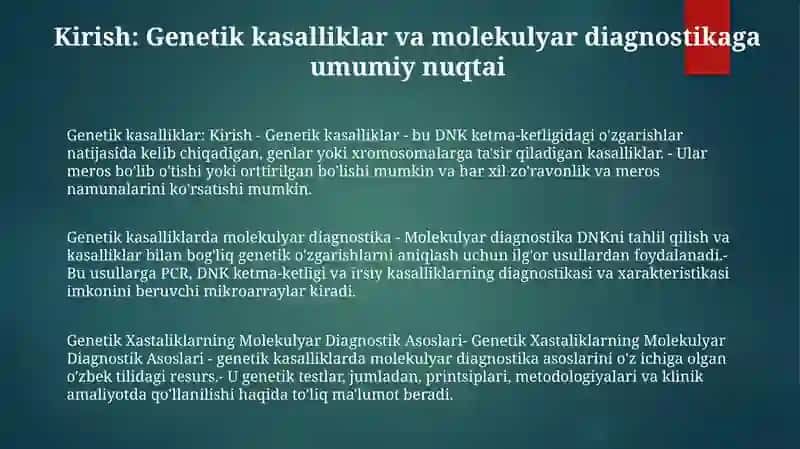 Genetik Xastaliklarning Molekulyar Diagnostik Asoslari 2