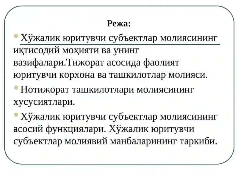 Хўжалик юритувчи субъектлар молияси 2