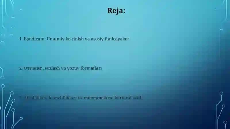 Bandicam dasturi va uning imkoniyatlari 2