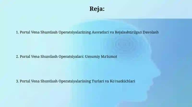 Portal Vena Shuntlash Operatsiyalari 2