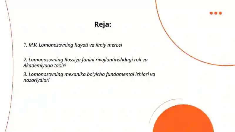 M.V. Lomonosovning hayoti va ilmiy merosi 2
